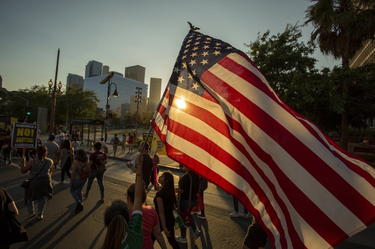 Image: Immigrants and supporters rally and march in opposition to the President Trump order to end DACA, on Sept. 5, 2017 in Los Angeles.