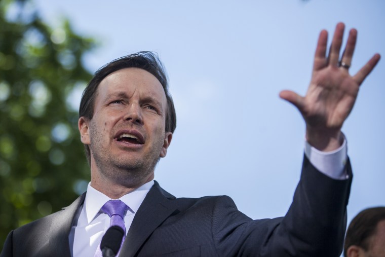 Image: Sen. Chris Murphy, D-Conn., speaks during a press conference on gun safety on Capitol Hill