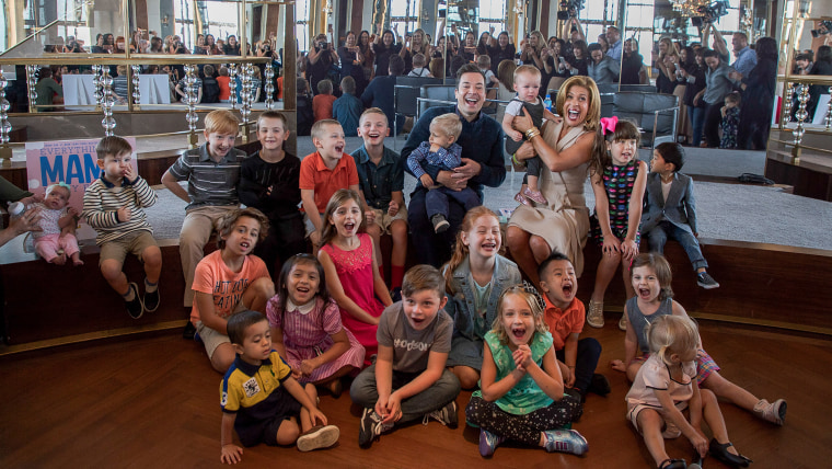 Jimmy and Hoda pose with some adorable new pals after the talk.