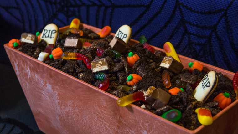 Spooky Graveyard Chocolate Chex Mix