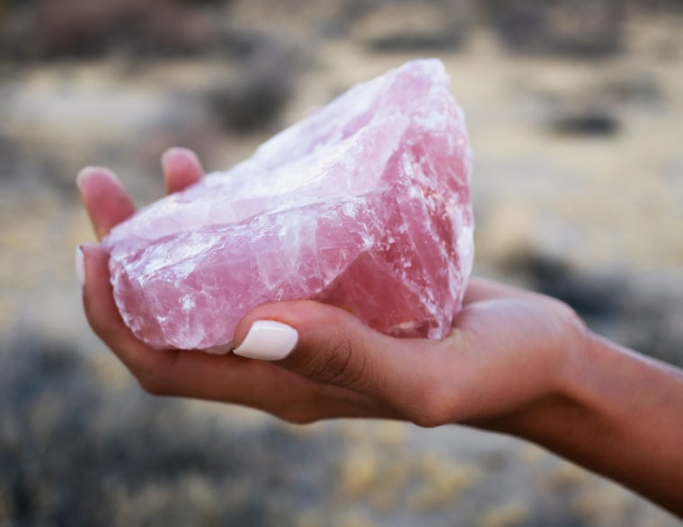 Rose quartz, purported to promote determination, commitment and caring.