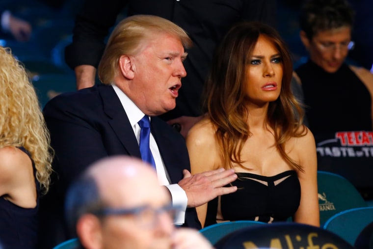 Image: Donald J. Trump and his wife Melania Trump, watch Vasyl Lomachenko take on Gamalier Rodriguez in their WBO featherweight championship