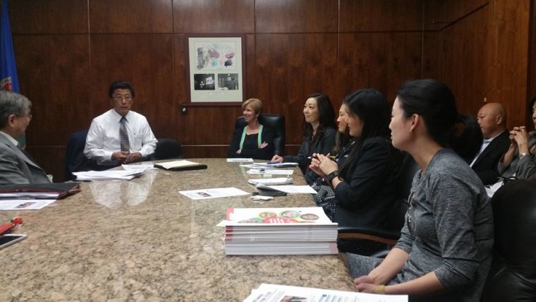 Members of A3PCON discuss mental health needs in the AAPI community with LA County Supervisor Janice Hahn.