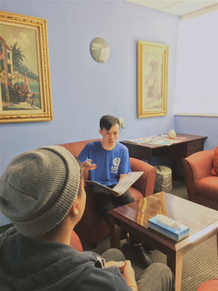 A counselor with APAIT, an organization that serves communities living with or at risk for HIV/AIDS.