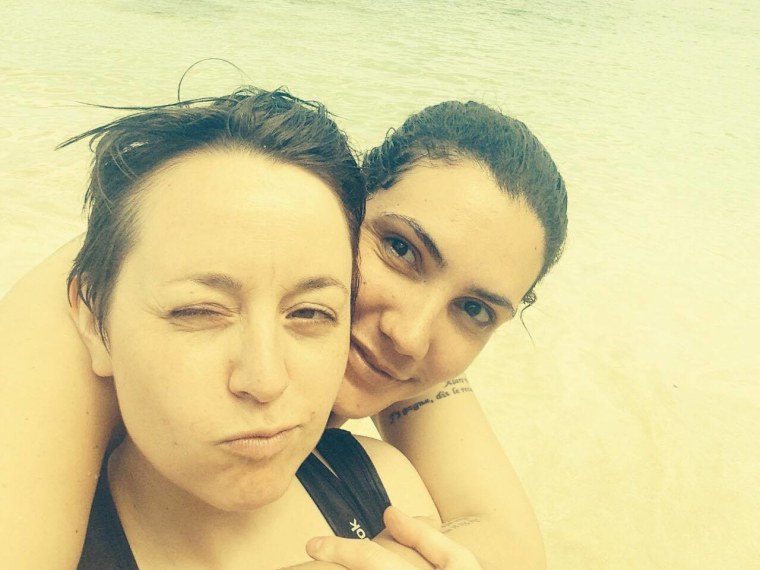 Allison Harris (left) and Raquel Rivera in Puerto Rico.