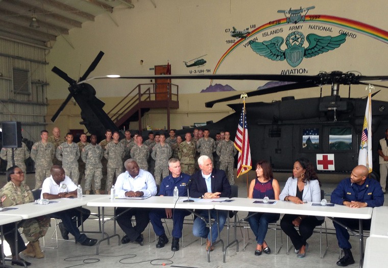 Image: Vice President Mike Pence, Karen Pence and Del. Stacey Plaskett