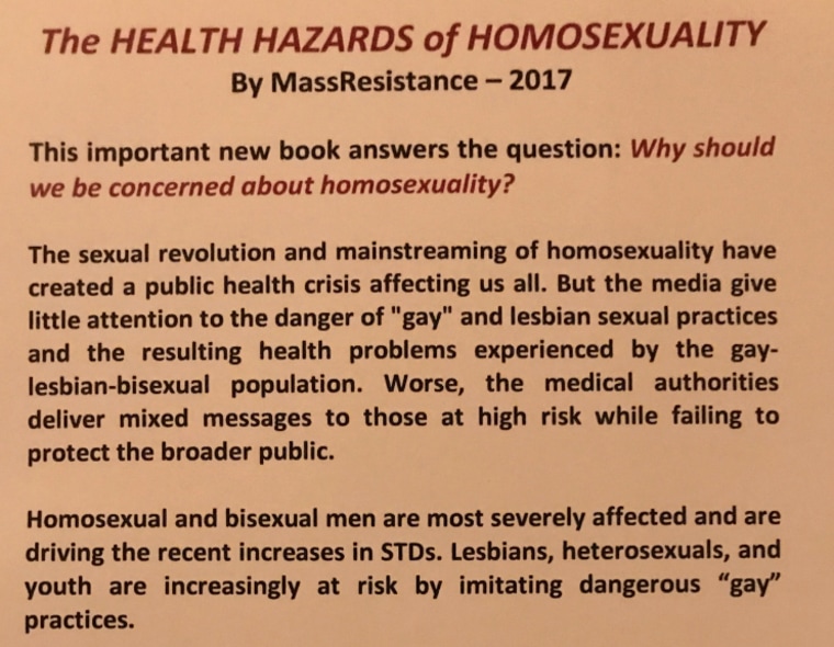 A portion of the contents of "The Health Hazards of Homosexuality" pamphlet distributed at the Values Voter Summit.