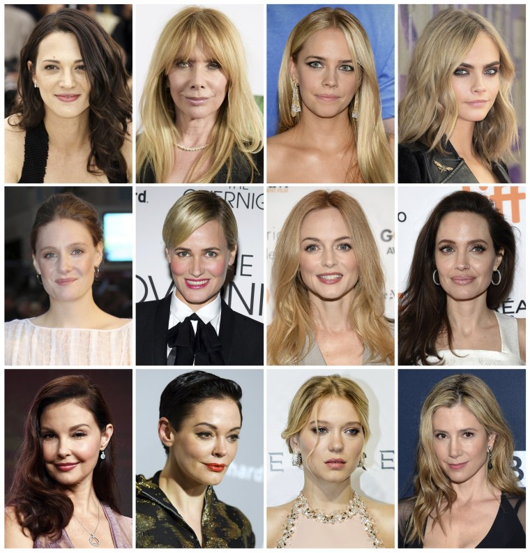 Image: A composite picture of some of the actresses who have made allegations against Harvey Weinstein. (AP Photo/File)