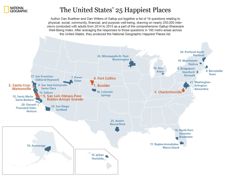 National Geographic happiest U.S. cities