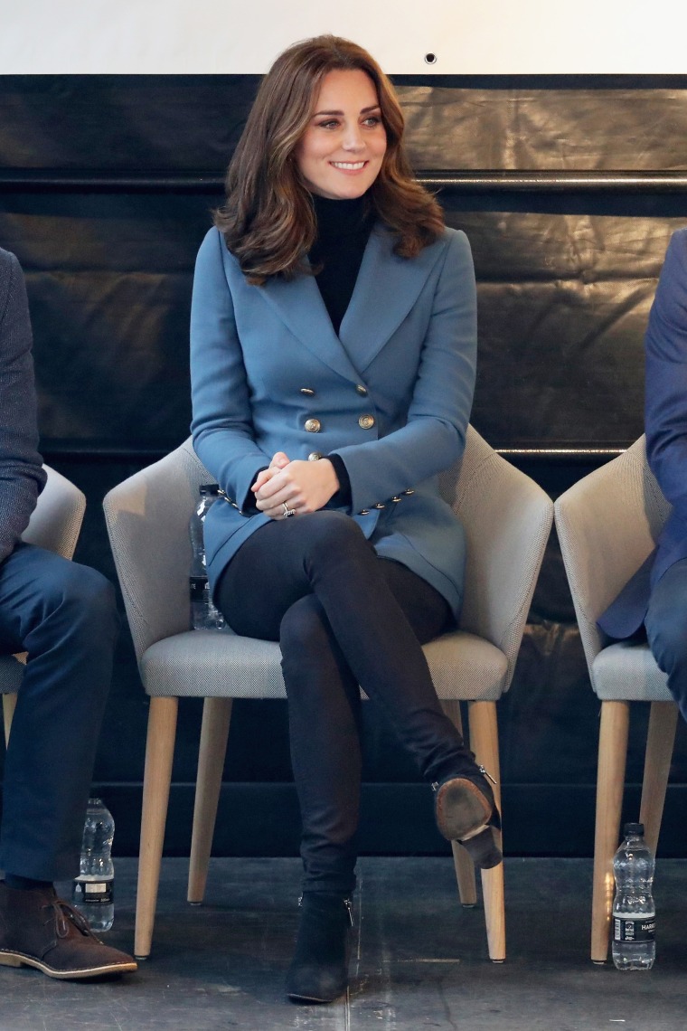 Former Kate Middleton in a blue blazer