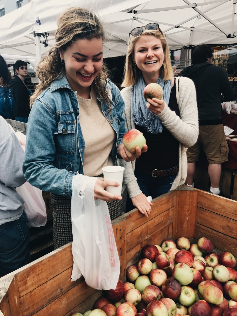 Cornell freshman Emery Bergmann, pictured here with her roommate, expected to find "her people" immediately upon stepping onto campus, but she has found it takes time to feel at home and to make friends at college.