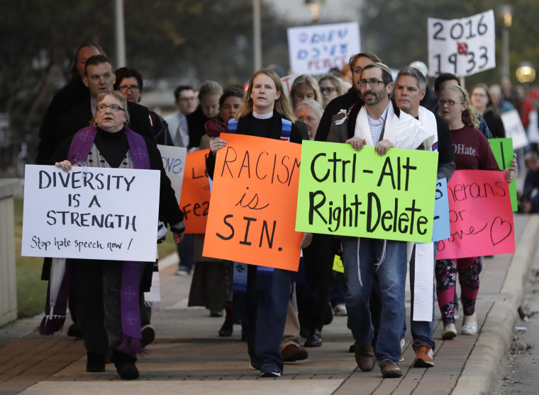 Image: Demonstrators protest Richard Spencer