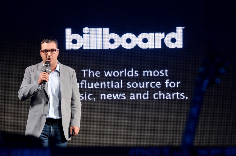 Image: President of Billboard Group John Amato speaks onstage at the Billboard Twitter Real-Time Charts Launch at The Diamond Horseshoe on May 27, 2014 in New York City.