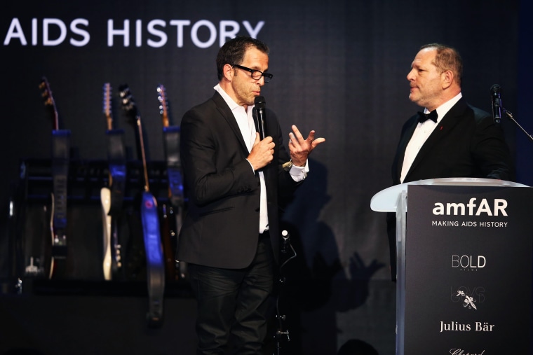 Image: Kenneth Cole, amfAR chairman, and Harvey Weinstein speak on stage at the amfAR's 20th Annual Cinema Against AIDS