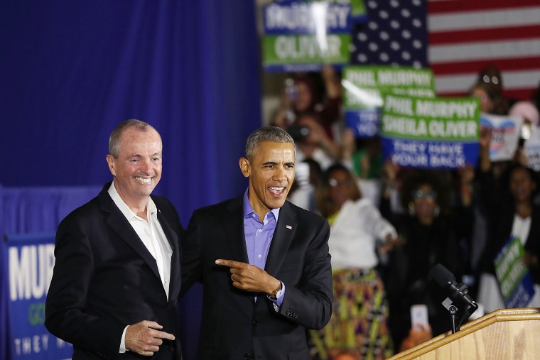 Image: Obama Returns To Campaign Trail At Rally For NJ Gubernatorial Candidate