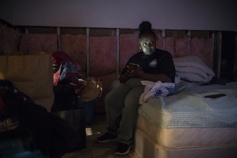 Image: Vickie Carson has just moved back to her home that was badly damaged by Hurricane Harvey