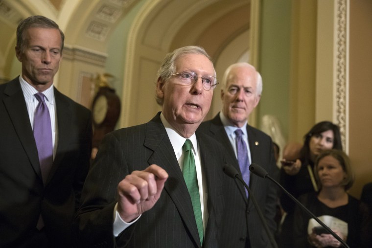 Image: Mitch McConnell, John Thune, John Cornyn