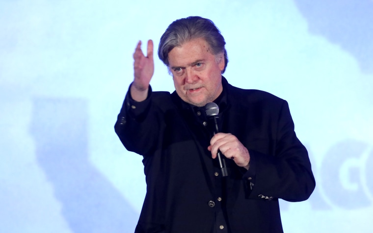 Image: Steve Bannon, former White House chief strategist and executive chairman of Breitbart News, speaks during the California GOP Convention in Anaheim, California, Oct. 20, 2017.