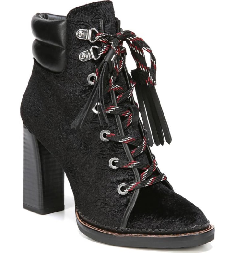 Black heeled combat boots