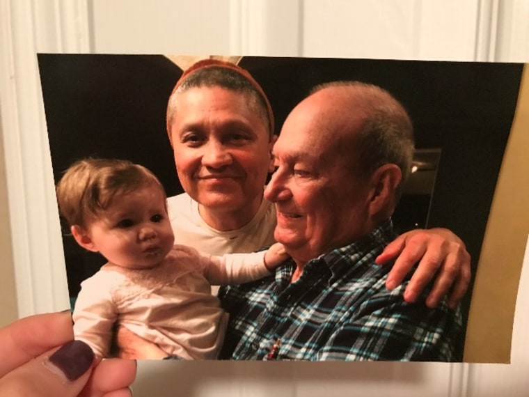 AJ Rodrigue's daughter, Jordan, with her father and grandfather on Christmas Eve, 2015; it's the last photo taken of her grandfather before he died a few days later.
