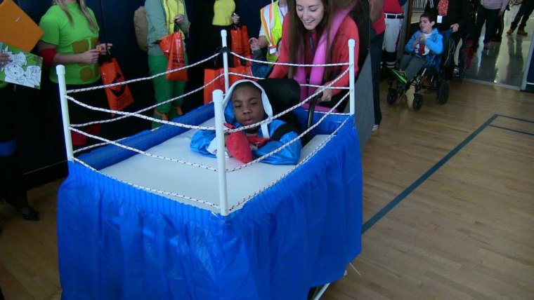 Demetrius throws his hat into the ring with this creative boxer costume.