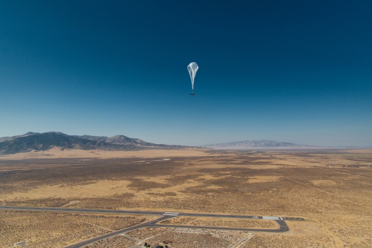 Image: A stratospheric balloon heads for Puerto Rico after its launch from the project site in Winnemucca, Nevada