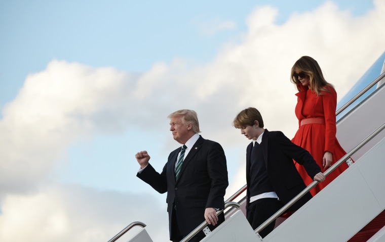Image: Trump and his family step off Air Force One in West Palm Beach