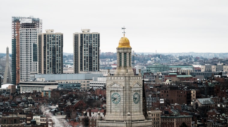 Image: A clock tower in downtown Boston.