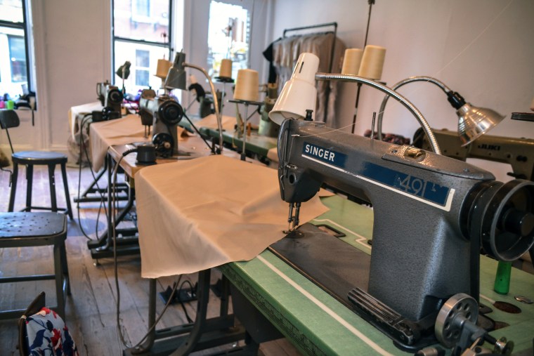 Image: Singer sewing machines in the Garment Shop.