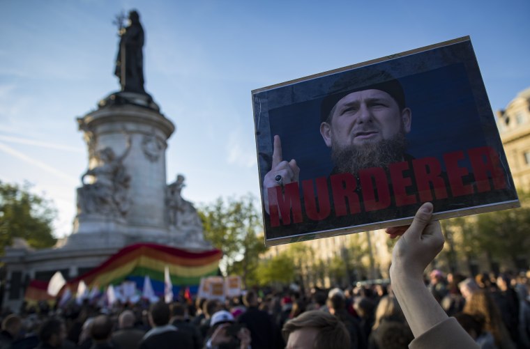 Image: Rally in Paris against Chechnya anti gay campaign