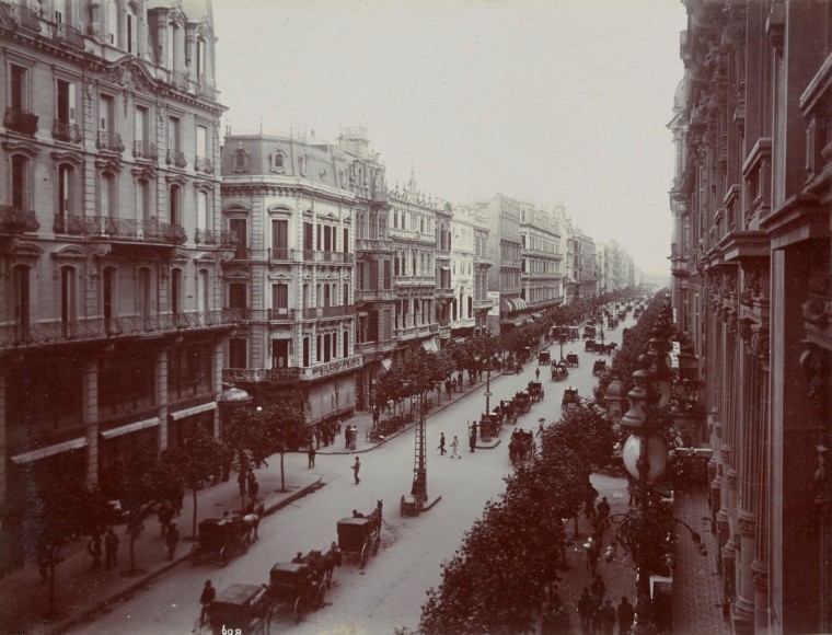 Avenue de Mayo , 1914. Unknown photographer. Gelatin silver print in Travel Albums from Paul Fleury's Trips to Switzerland, the Middle East, India, Asia, and South America, 1896-1918. Courtesy of The Getty Research Institute