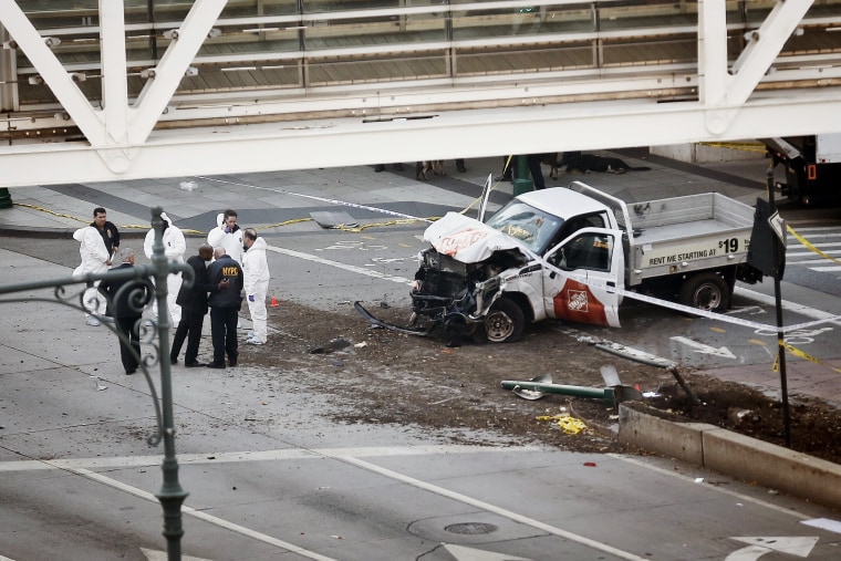 Image: damaged home depot truck in downtown new york