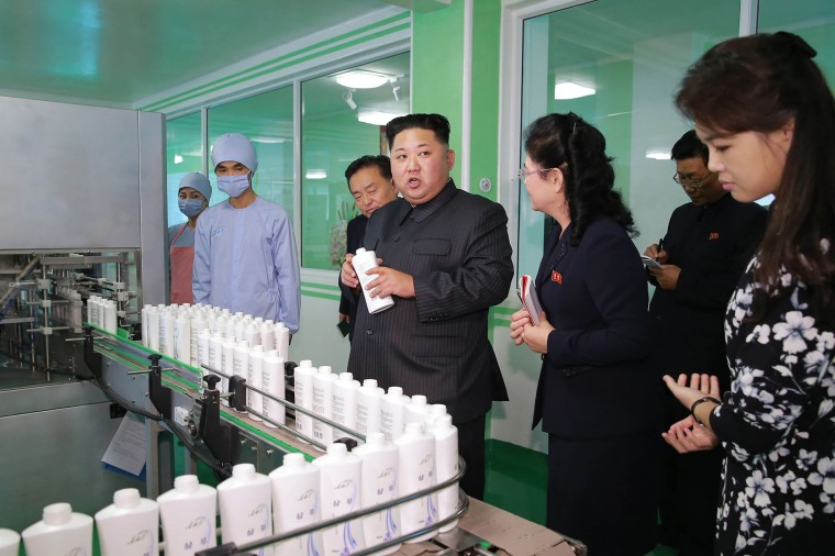 Image: Kim Jong Un visits a cosmetics factory