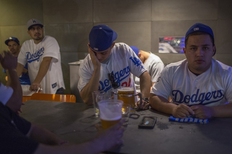 Image: Dodgers Fans Cheer On Their Team As World Series Goes To Game Seven
