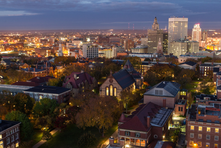 Skyline of Brown University in Providence, Rhode Island.