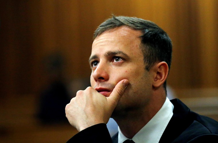 Image: Olympic and Paralympic track star Oscar Pistorius looks on ahead of his sentencing hearing in Pretoria in 2014.