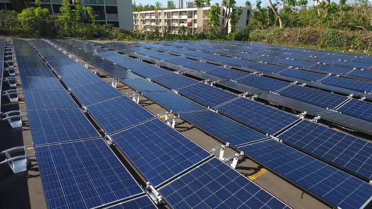 Image: Newly-installed solar panels at El Hospital del Nino in San Juan, Puerto Rico.