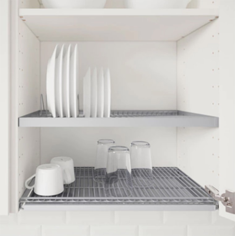 European Dish Rack Above the Sink. Dish Drying Rack Built Inside the  Cabinet 