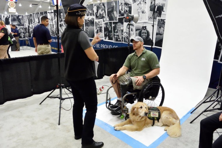 Stacy Pearsall meets Joe Worley while shooting veteran portraits.