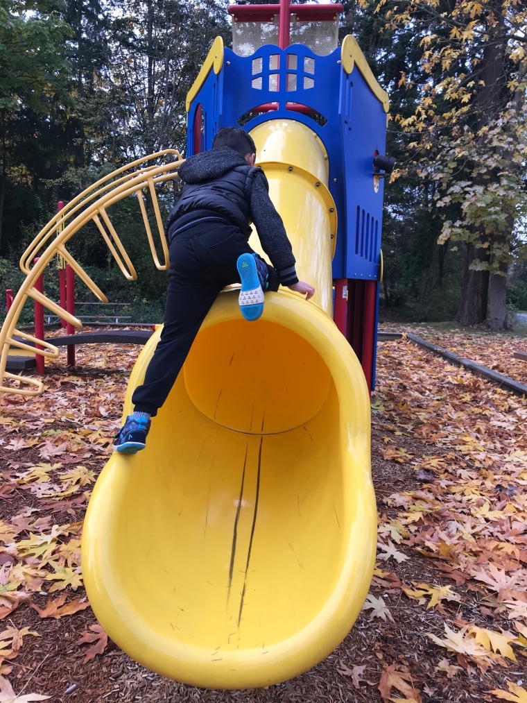 "Young kids are testing personal limits because their bodies keeps changing. Once they can figure out their limit, they stay within it. Climbing up a slide as a way of experimenting," says parenting expert Heather Shumaker.