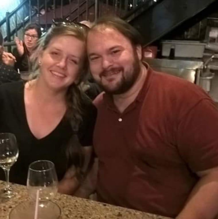 Crystal Holcombe was killed at the church shooting in Texas. She poses here with her husband John, who was injured in the attack.