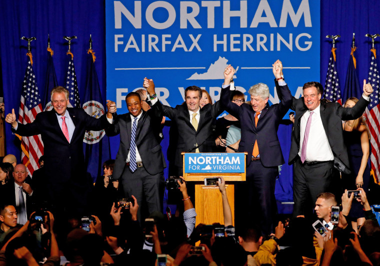 Image: Virginia Governor Elect Ralph Northam celebrates his election night rally in Fairfax