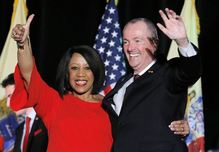 Image: Murphy and Oliver celebrate after being elected Governor of New Jersey in Asbury Park