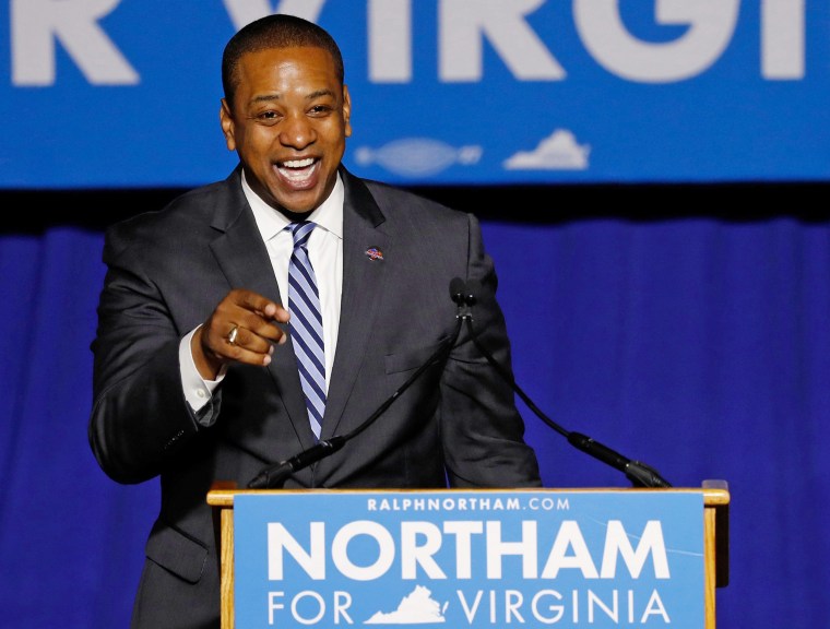 Image: Lieutenant Governor Elect Justin Fairfax speaks at Ralph Northam's election night rally in Fairfax, Virginia