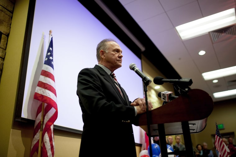 Image: Republican U.S. Senate candidate Roy Moore speaks at the Vestavia Hills Public library, Saturday, Nov. 11, 2017, in Birmingham, Alabama.