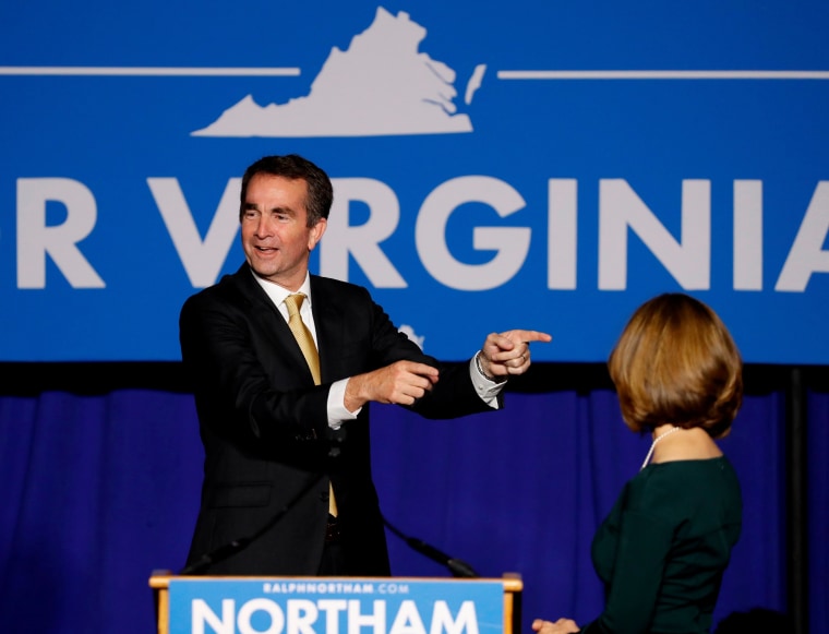 Image: Democratic candidate for governor Northam speaks after his victory in Fairfax