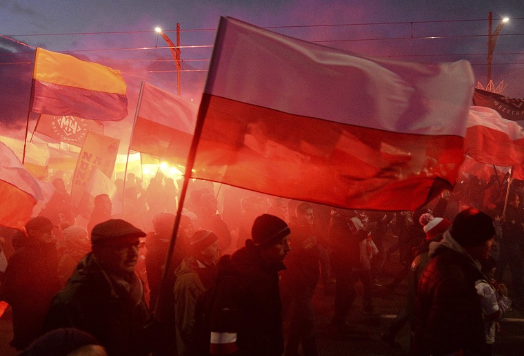 Image: Demonstrators in Warsaw on Saturday