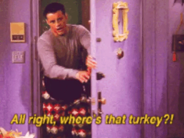 Joey from "Friends" on Thanksgiving.
