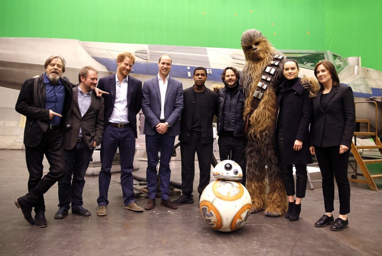 Prince William and Prince Harry toured Pinewood to visit the production workshops and meet the creative teams working behind the scenes on the Star Wars films.