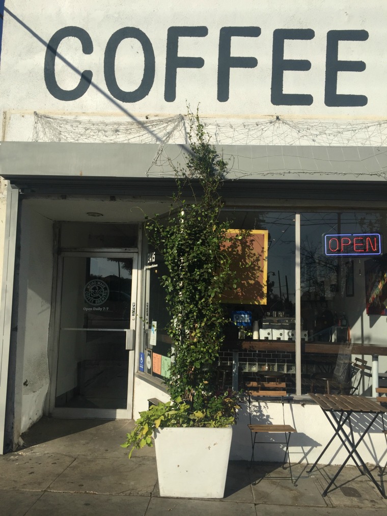 The Weird Wave Coffee Shop in the neighborhood of the predominantly Latino neighborhood of Boyle Heights, in Los Angeles.